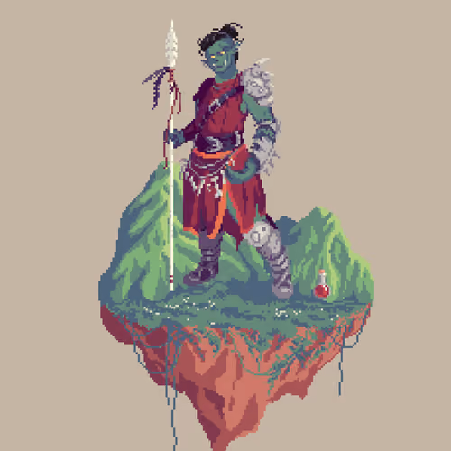 Bonebelter Half-Orc Shaman Barbarian from The Mountains + Potion