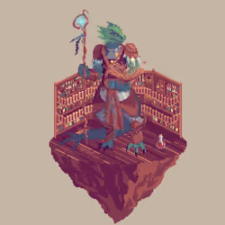 Seafarer Half-Dragon Ledgerscript Wizard from The Library + Potion