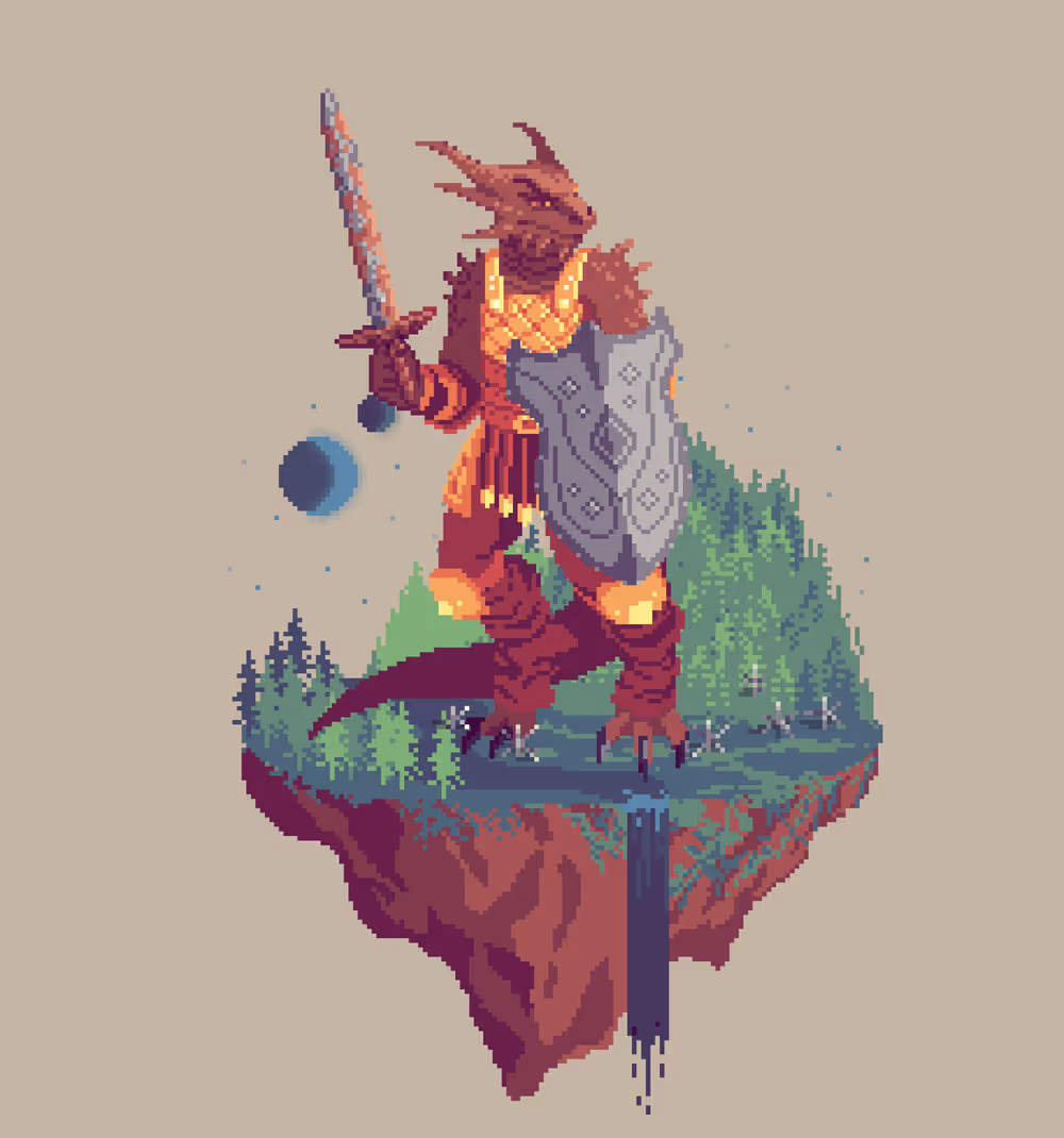 Guild Half-Dragon Gladiator Fighter from The Forest + Caltrops