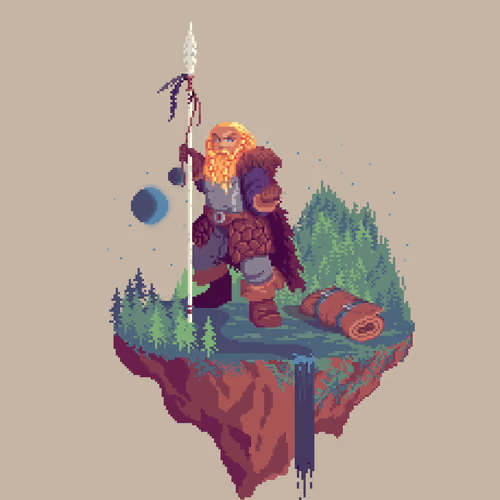 Gold Dwarf Shaman Barbarian from The Forest + Bedroll