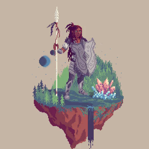 Valiant Human Lineholder Fighter from The Forest + Crystal