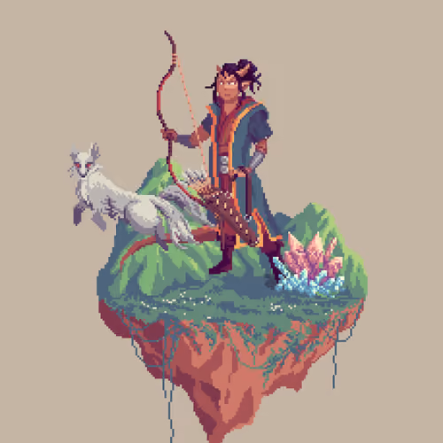 Trihorn Half-Demon Hunt Ranger from The Mountains + Crystal