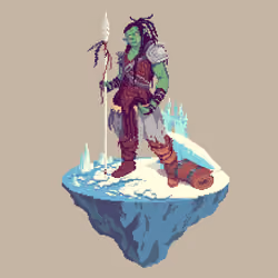 Bravehide Half-Orc Shaman Barbarian from The Castle + Bedroll
