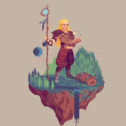 Sanddune Human Ledgerscript Wizard from The Forest + Bedroll