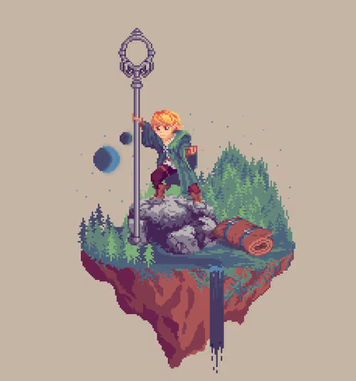 Surefoot Halfling Longstaff Monk from The Forest + Bedroll