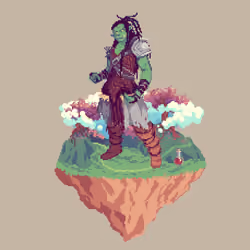 Bravehide Half-Orc Barefist Monk from The Glade + Potion