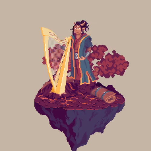 Trihorn Half-Demon Love Bard from The Wasteland + Bedroll