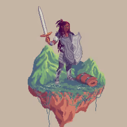 Valiant Human Slateshield Paladin from The Mountains + Bedroll