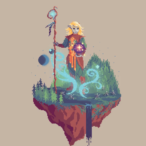 Goldleaf Elf Timewarp Wizard from The Forest + Caltrops