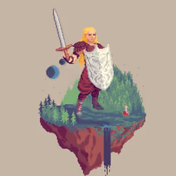 Sanddune Human Pearlshield Paladin from The Forest + Potion