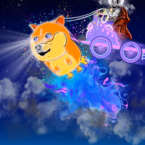 Doge Blast Off : Elon's Chariot along for the ride.