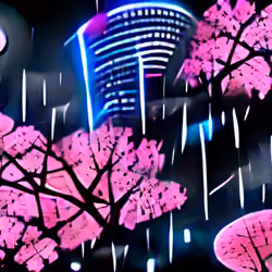 hanami tokyo moonlight raining neon lights