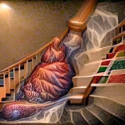Halfway up the stairs is the stair where I sit, there isn't any other stair quite like it