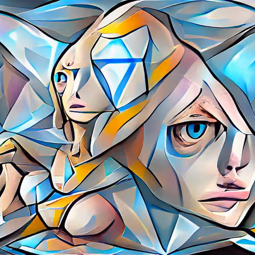 Polygon crystal soul in the style of Picasso