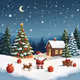 Santa Under the Starry Sky,Hugging All and Bringing Gifts