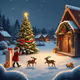 Santa with a Gift in the House