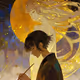 Oil Painting Glowing NFT Art Golden Chracter
