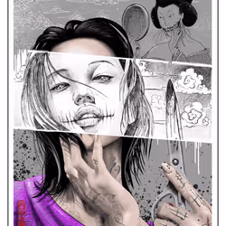 Comic Sketched Kuchisake Onna (original)