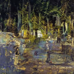 graveyard at night