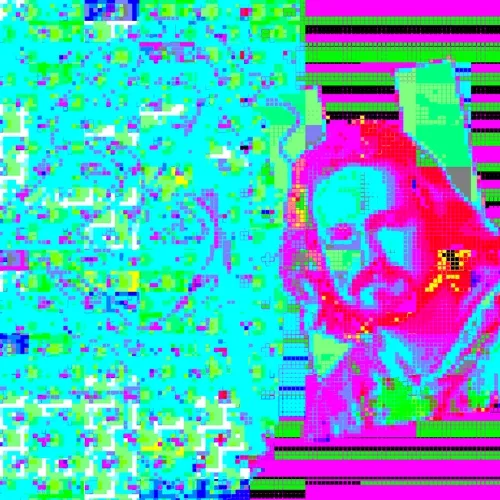COLBORN BELL AND A SINCLAIR VERSION OF HIMSELF IN FRONT OF STROBE EFFECT TRASH .GIF