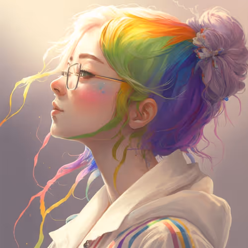 Rainbow hair girl #001