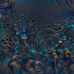 GLOWING UNDERWATER CITY WATER ELEMENT