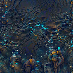 GLOWING UNDERWATER CITY WATER ELEMENT
