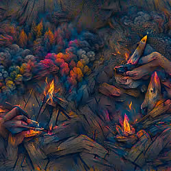 WATERCOLOR CAMPFIRE FIRE ELEMENT