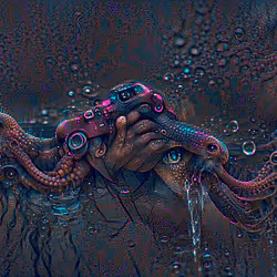 CYBERPUNK GIANT OCTOPUS WATER ELEMENT
