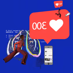 Canvas #392: blue screen. — chasing likes. — lungs. — walking for clout. — bleep
