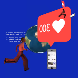 Canvas #240: blue screen. — chasing likes. — global lockdown. — walking for clout. — power on