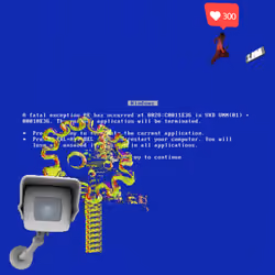 Canvas #448: blue screen. — watching. — virus. — walking for clout. — dreamscape