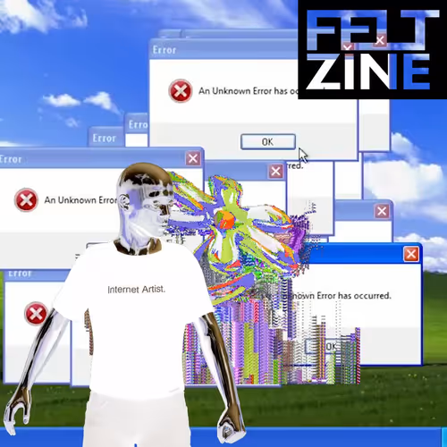 Canvas #420: desktop error. — internet artist. — flowers. — black box logo. — bleep