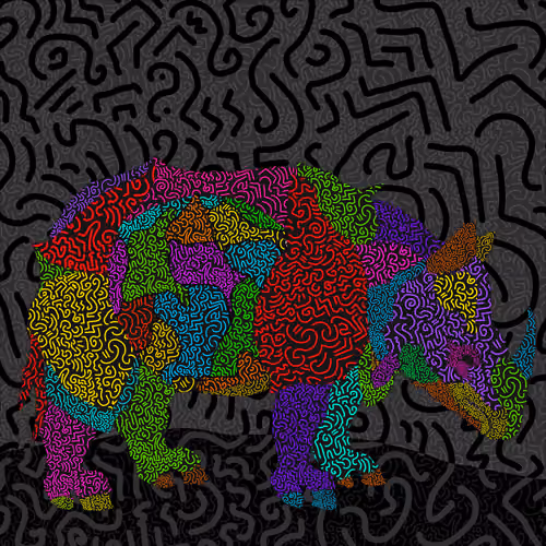 Rhino with the Blue Horns