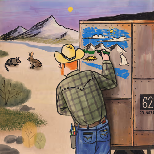 Landscape Painting on Train