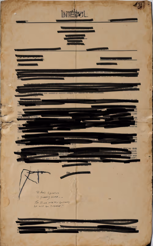 A piece from The Satoshi Files, a declassified-file style artwork.