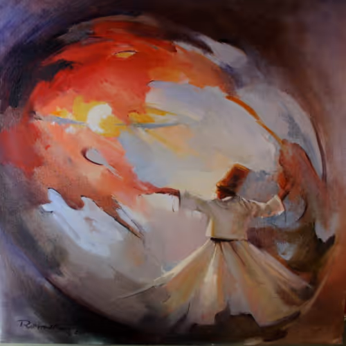 Rumi On Canvas By Rahileh Rokhsari