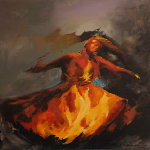 Rumi On Canvas By Rahileh Rokhsari