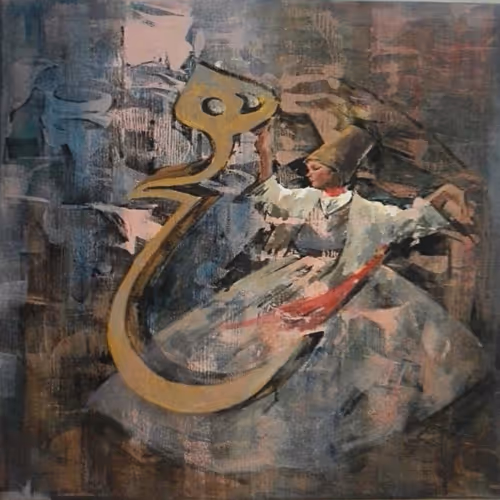 Rumi On Canvas By Rahileh Rokhsari