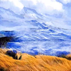 wind swept snowy mountains