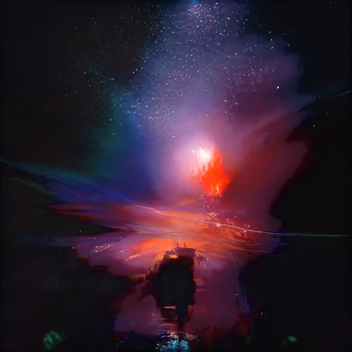 neon river, magic mountain