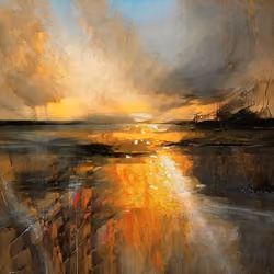 sunset after sea storm