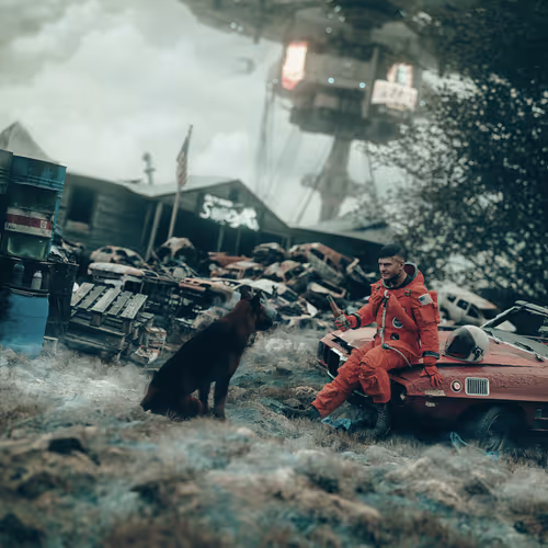 Human In An Orange Spacesuit