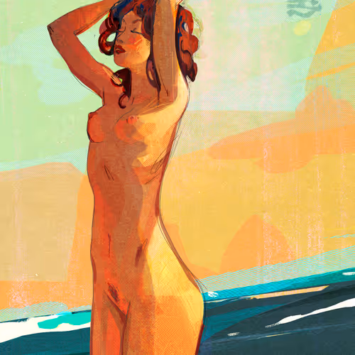 Tender sunset sea