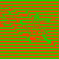 Ballerina between the lines fluorescent yellow and red colored lines