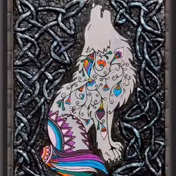 Celtic Wolf - mixed media artwork by Yanka