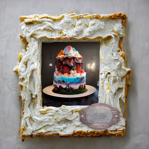 Saw Right Through Cream Pie Charcoal Cherry Blue Raspberry Defrost Torte Cake