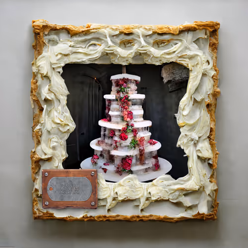 Please Understand Cream Pie Dripping Rose Garden Layer Cake