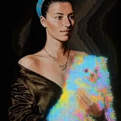 Lady with Pomeranian - TV Screen Edition