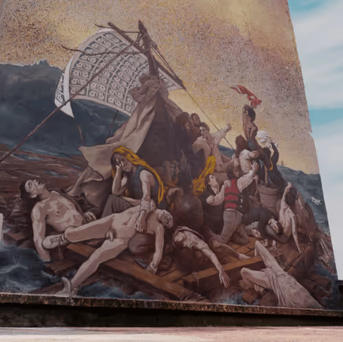 3D model of the La Fonderies Rooftop including PBOY Fresco The Raft of the Medusa 2019 V2